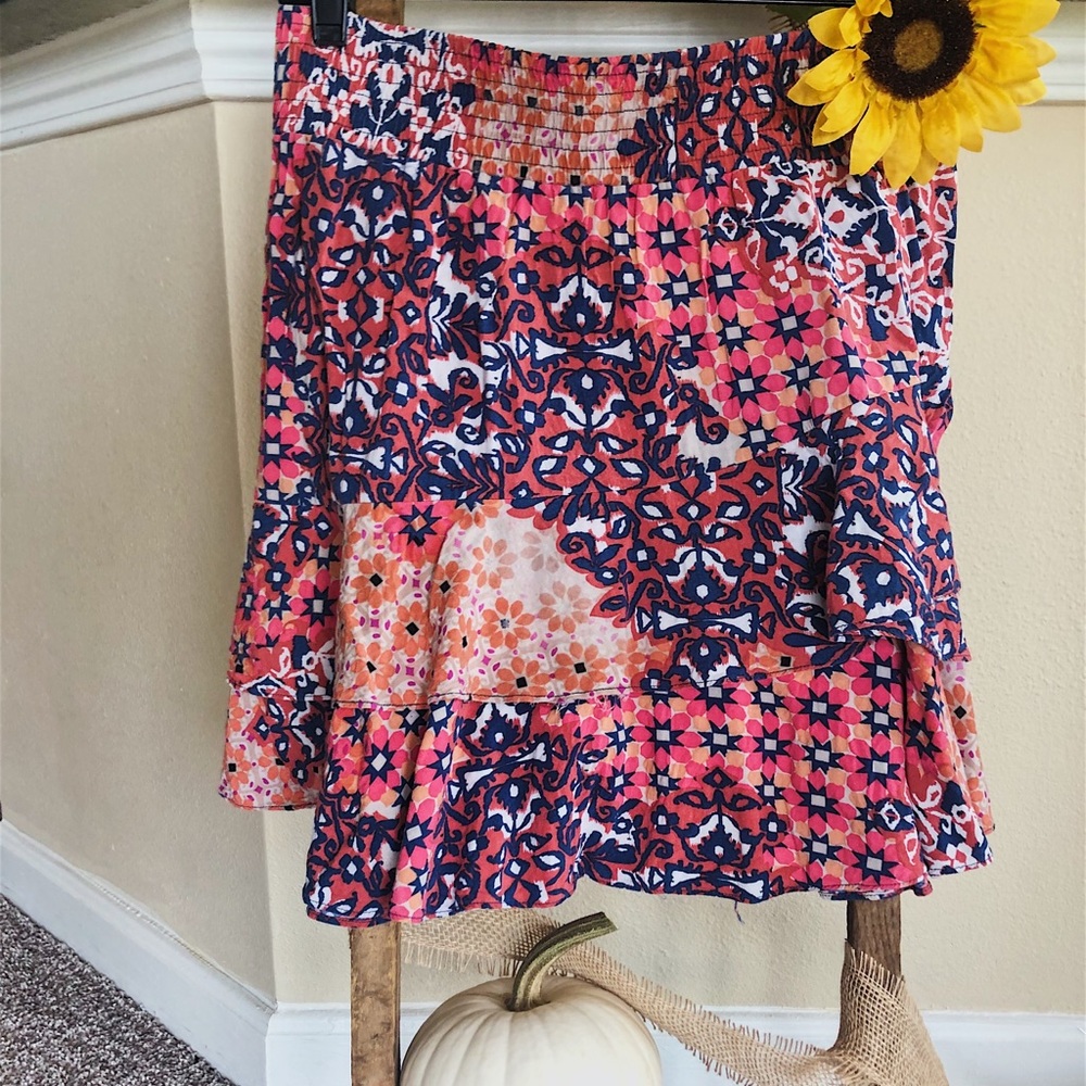 Cabi floral flounced skirt (m)